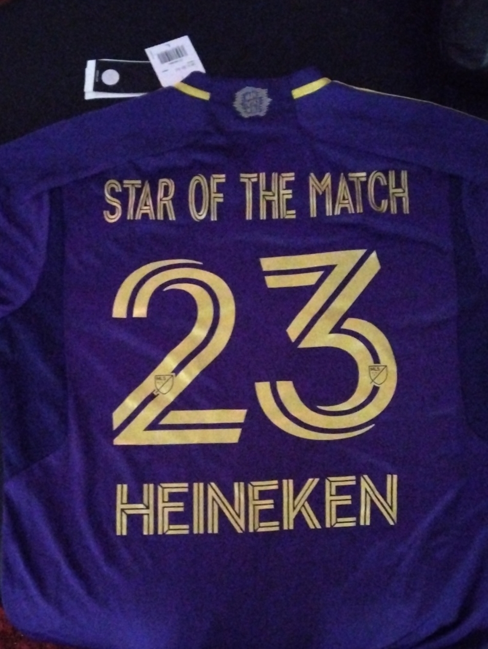 Adidas RARE HEINEKEN Purple 'Star of the Match' Jersey with Gold Graphics NWT